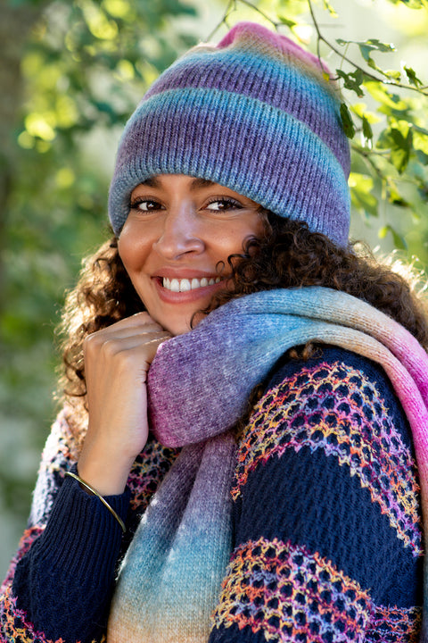 Ombre Rainbow Knitted Hat