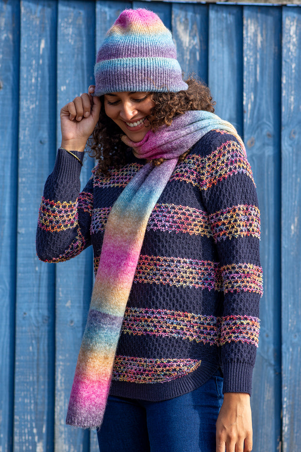 Ombre Rainbow Knitted Scarf