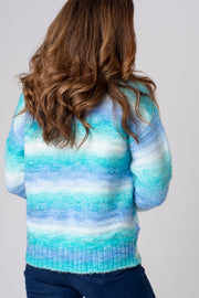 Ombre Rib Stripe Jumper Turquoise