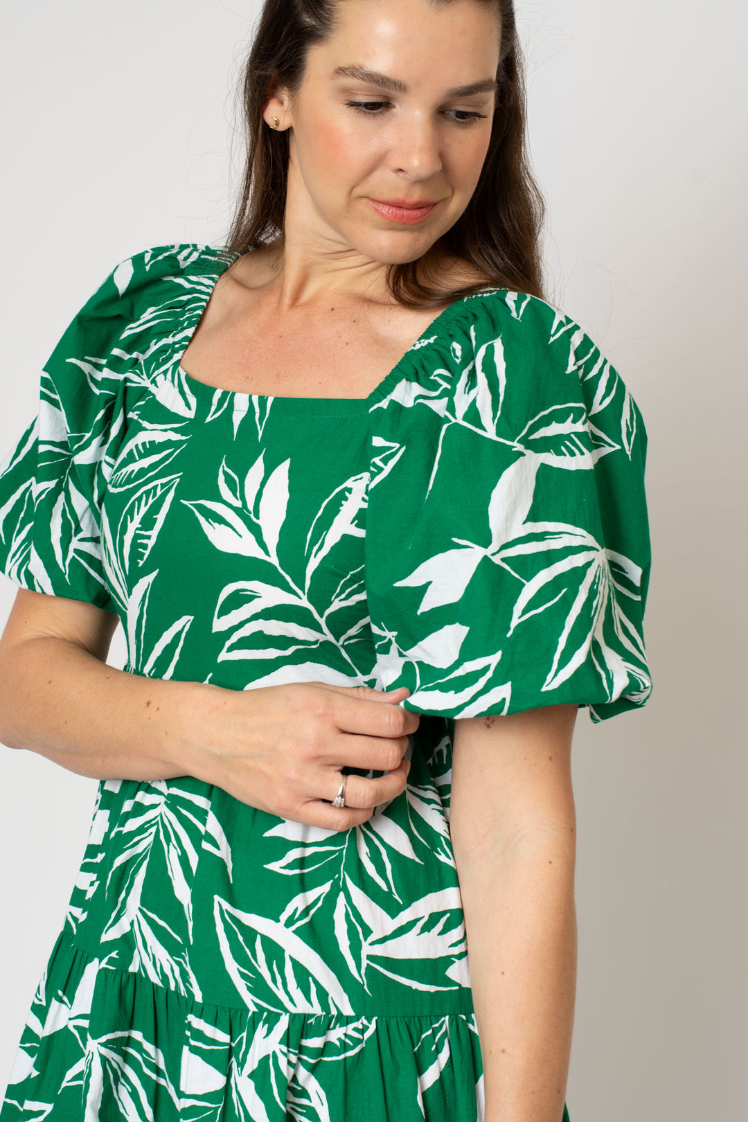 green emerald velvet dress Lizzie Sea Green and White Striped Maxi Dress Medium / Sea Green main image 0