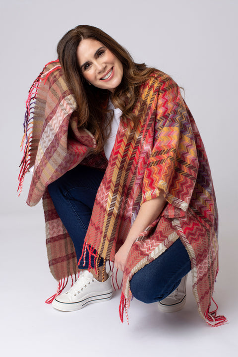 Oversized Check Tassel Cover Up