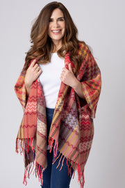 Oversized Check Tassel Cover Up