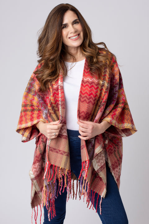 Oversized Check Tassel Cover Up