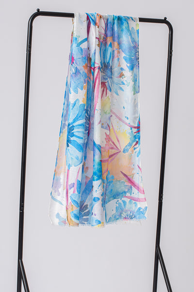 Paint Splatter Floral Print Scarf