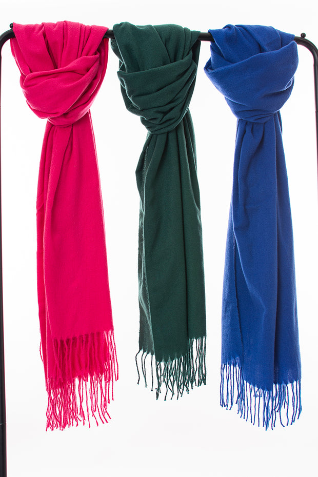 Soft touch plain tassel scarf