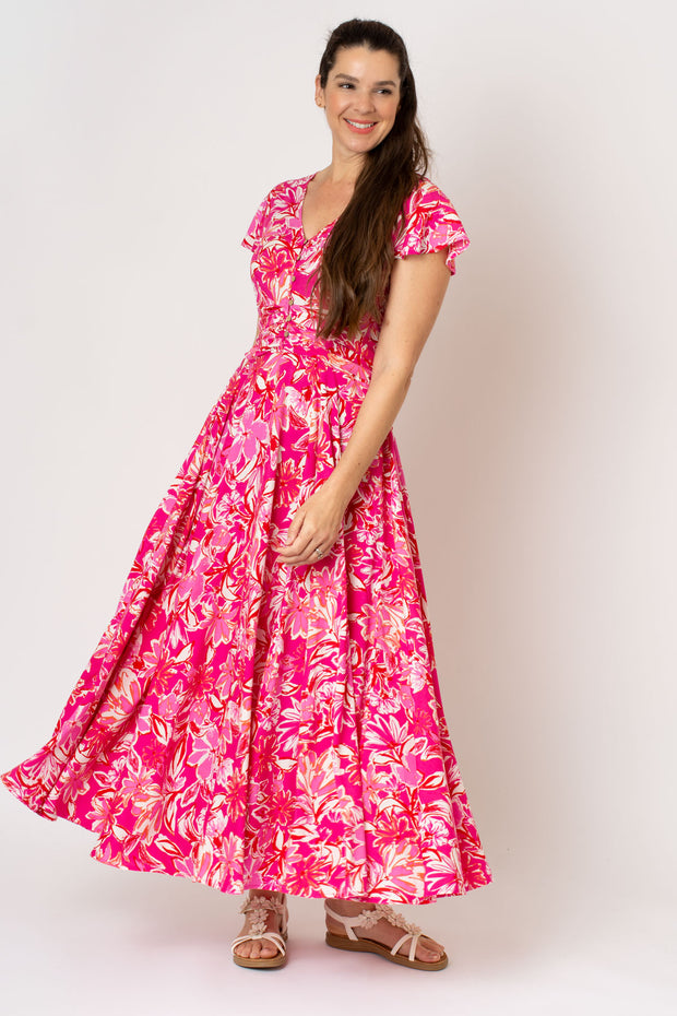 strapless open back dress Chiffon One Shoulder Long Dress in Pink