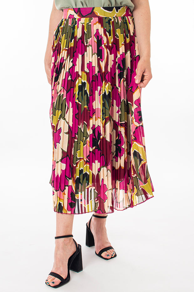 Printed pleat skirt