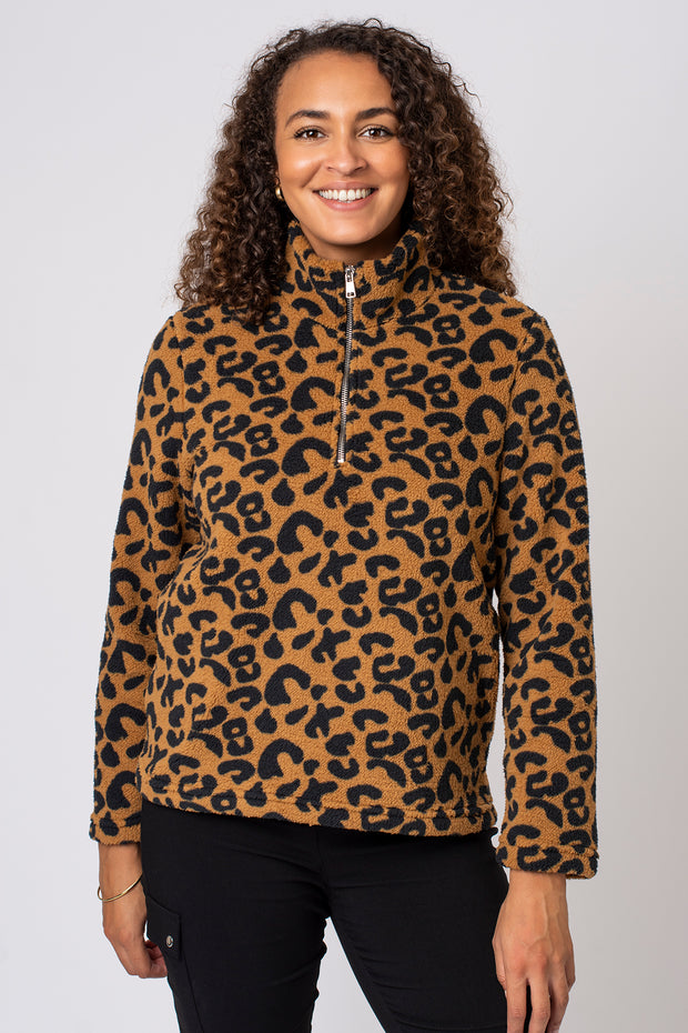 Quarter Zip Animal Print Fleece