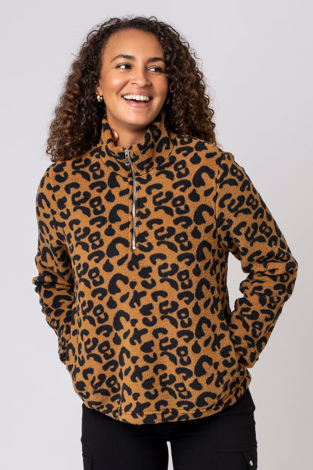 Quarter Zip Animal Print Fleece