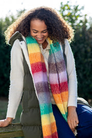Rainbow Block Stripe Tassel Scarf