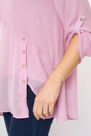 Roll sleeve button detail top