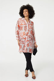 Scarf Print Longline Shirt