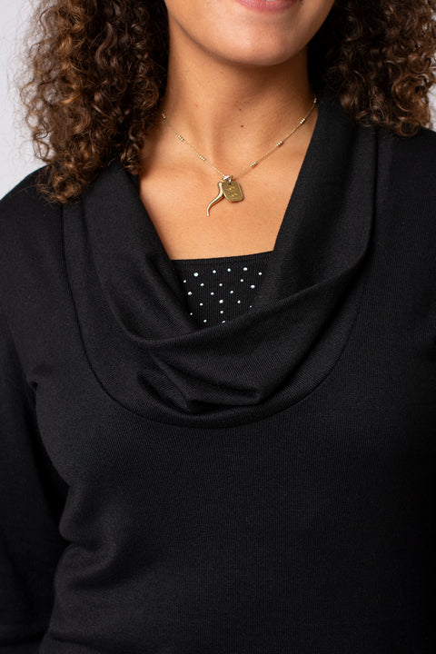 Scattered Sparkle Cowl Neck Top