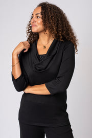 Scattered Sparkle Cowl Neck Top