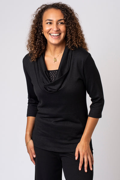 Scattered Sparkle Cowl Neck Top