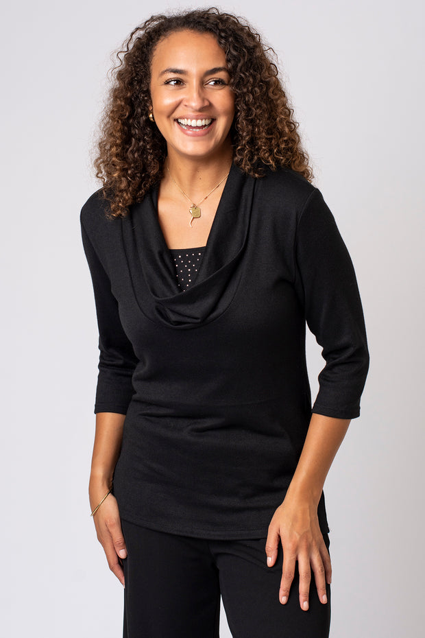 Scattered Sparkle Cowl Neck Top