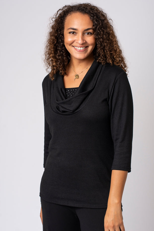 Scattered Sparkle Cowl Neck Top