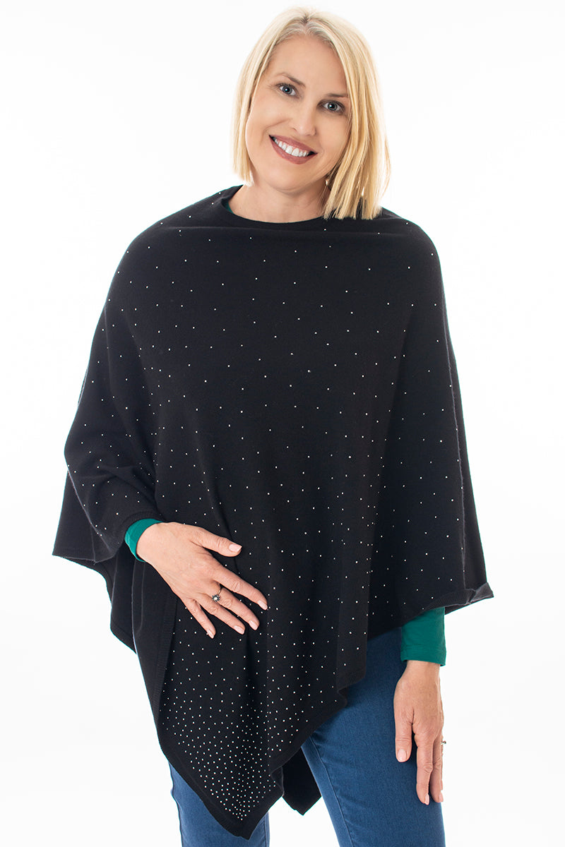 Black dressy poncho hotsell