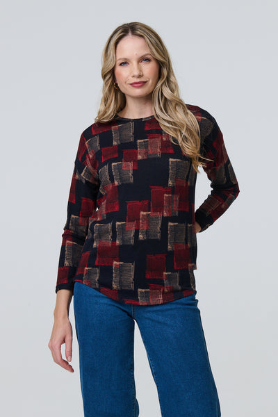 Scratchy Square Curved Hem Top