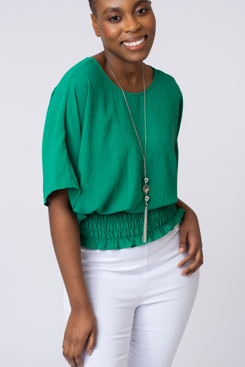 Shirred hem necklace top