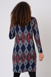 Sketchy Diamond Print Snood Dress