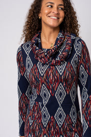 Sketchy Diamond Print Snood Dress