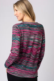 Sketchy Stripe Half Placket Top