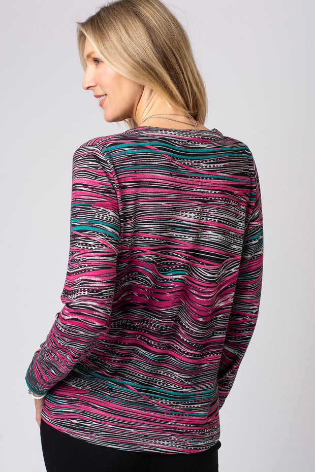 Sketchy Stripe Half Placket Top