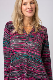 Sketchy Stripe Half Placket Top