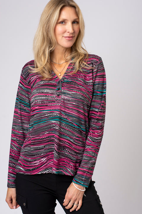 Sketchy Stripe Half Placket Top