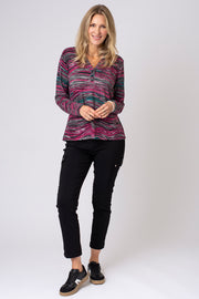 Sketchy Stripe Half Placket Top