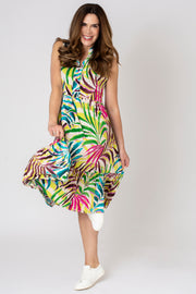 Sleeveless Global Pixel Palm Dress