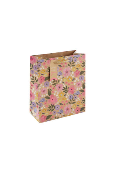 Medium Soft Floral Kraft Bag