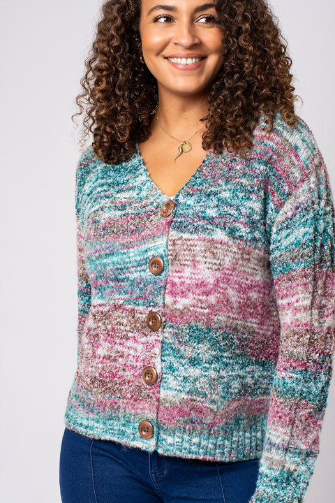 Space Dye Button Cardigan