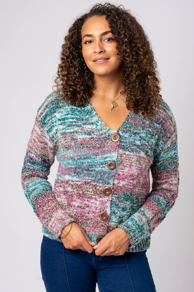 Space Dye Button Cardigan