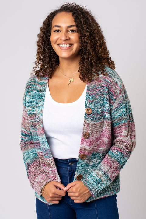 Space Dye Button Cardigan