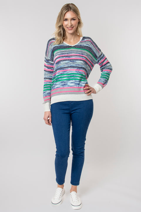Stripe space dye jumper