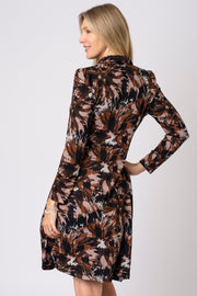 Splattered Print Brushed Shirt Dress