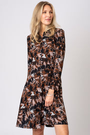 Splattered Print Brushed Shirt Dress