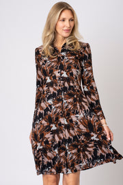 Splattered Print Brushed Shirt Dress