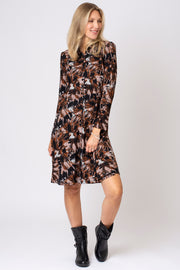 Splattered Print Brushed Shirt Dress