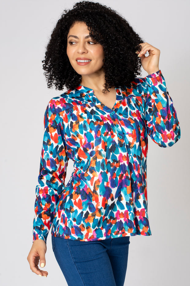 Splodge Print Jersey Blouse