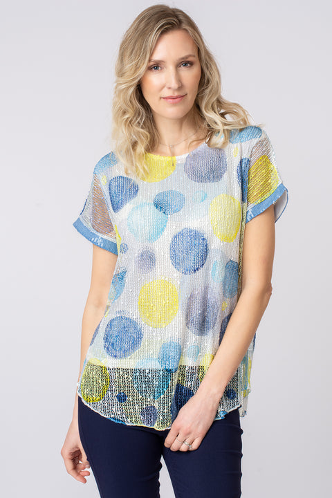 Short sleeve spot popcorn top