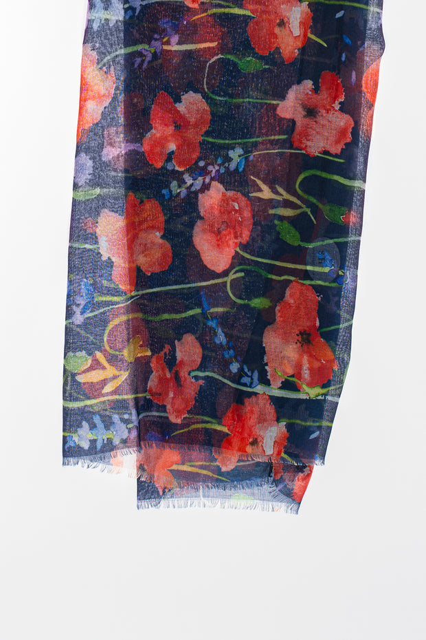 Spring poppy print scarf