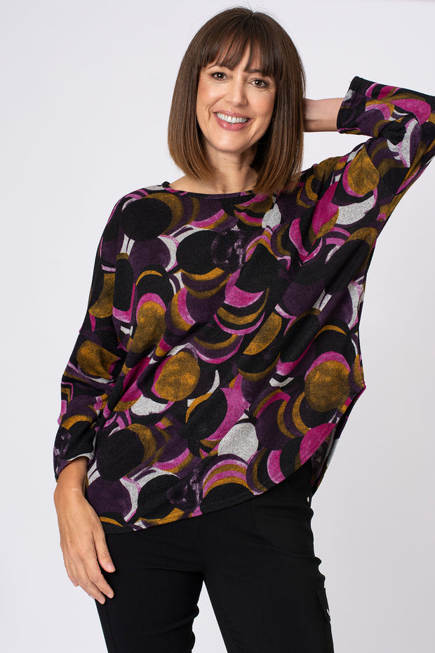 Stampy Circle Print Slouchy Top