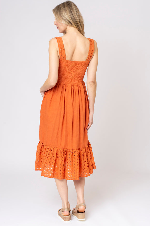 Strappy Broderie Tiered Dress