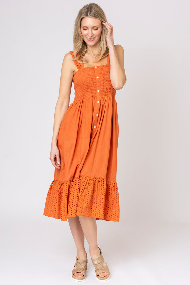 Strappy Broderie Tiered Dress