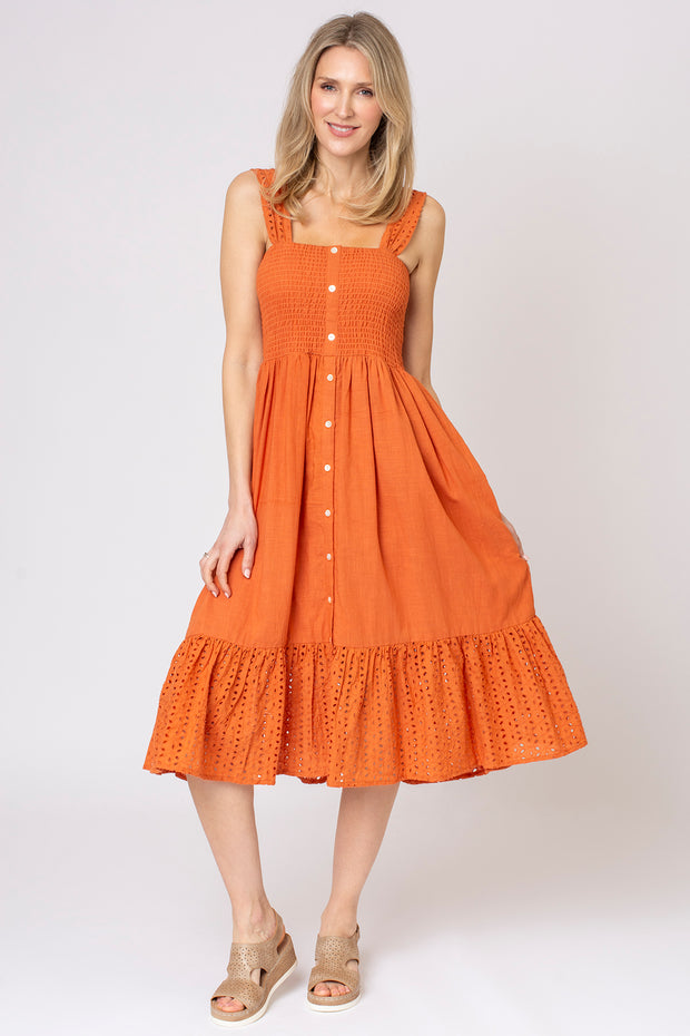 Strappy Broderie Tiered Dress