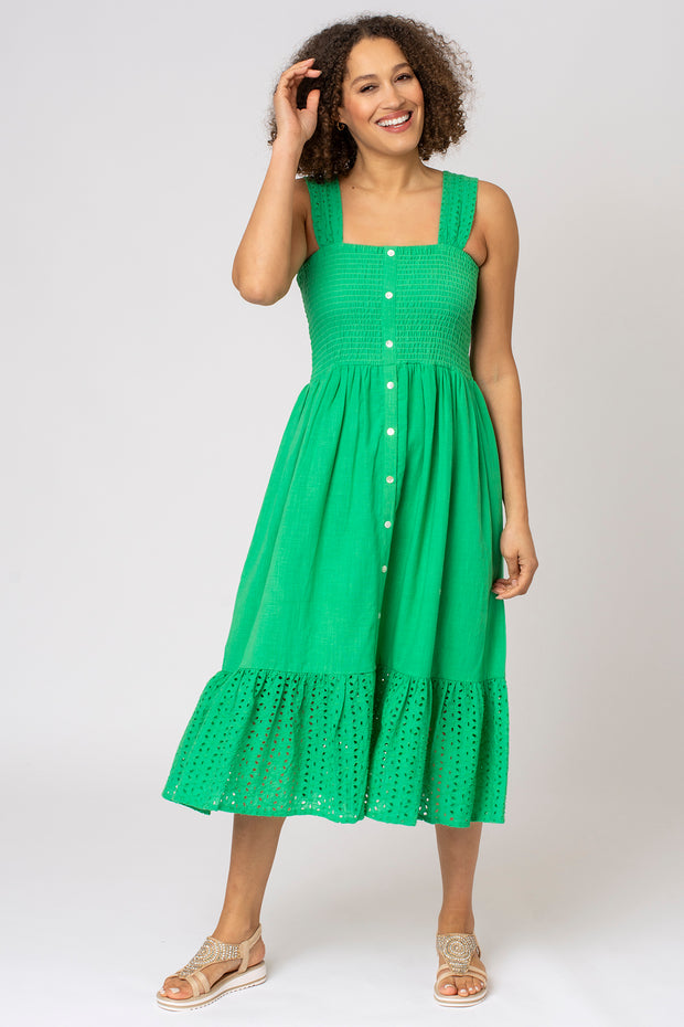 Strappy Broderie Tiered Dress