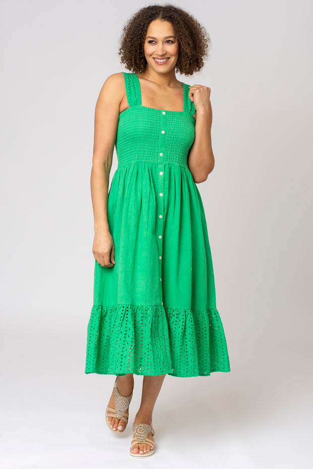 Strappy Broderie Tiered Dress